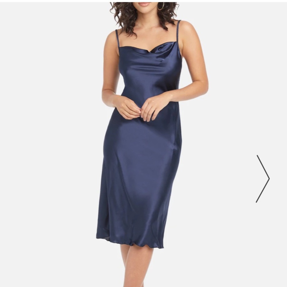 NWT SATIN COWL NECK SLIP MIDI DRESS